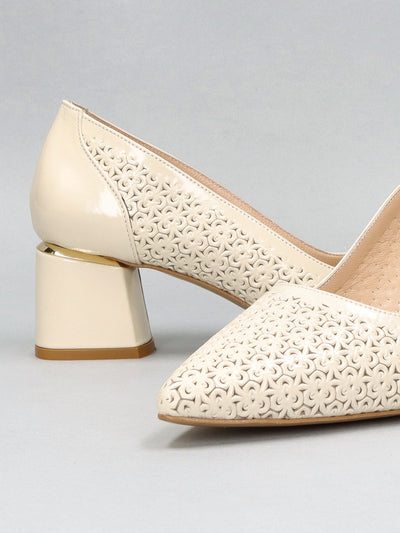 LEATHER PUMPS - BEIGE