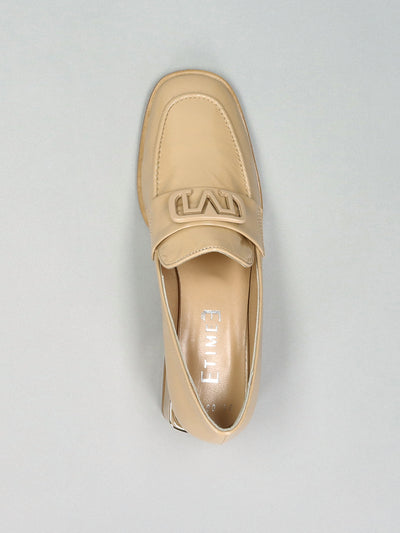 LEATHER LOW SHOES - BEIGE