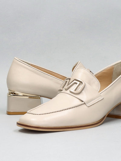 LEATHER LOW SHOES - BEIGE/BROWN