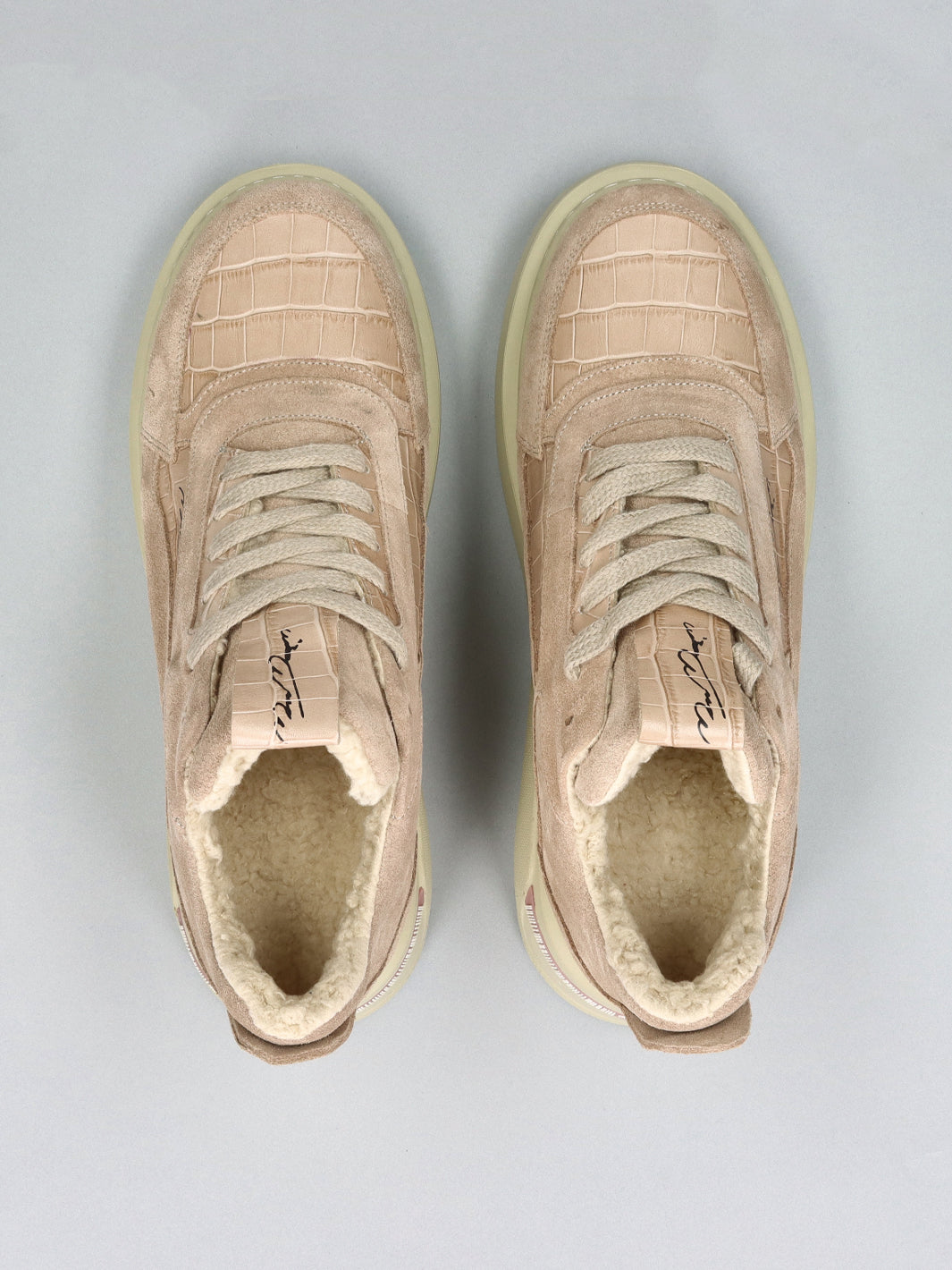 LEATHER ANKLE SNEAKER - LIGHT PINK