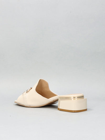 LEATHER SLIPPERS - BEIGE