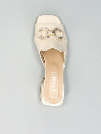 LEATHER SLIPPERS - BEIGE