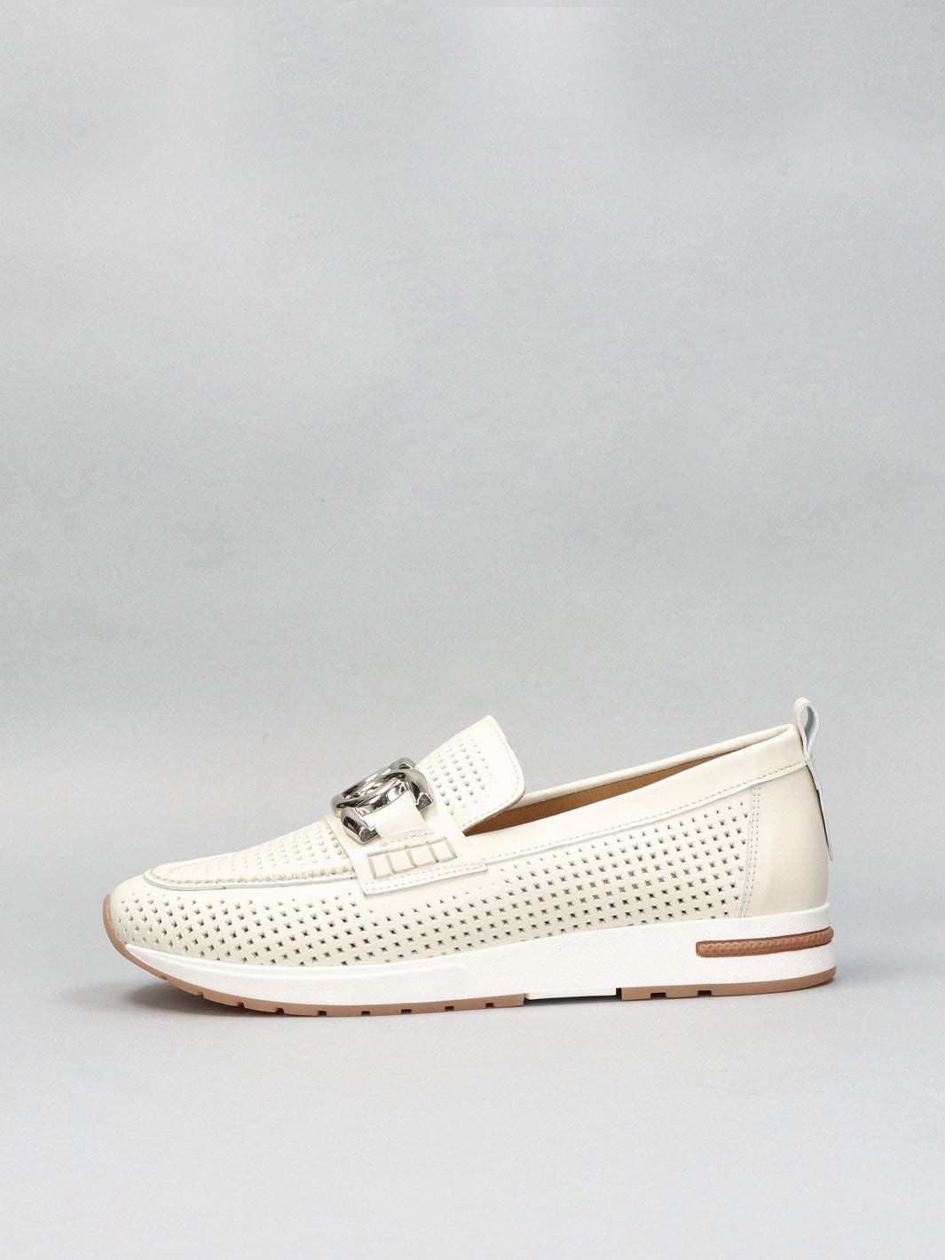 LEATHER LOW SHOES - BEIGE/WHITE