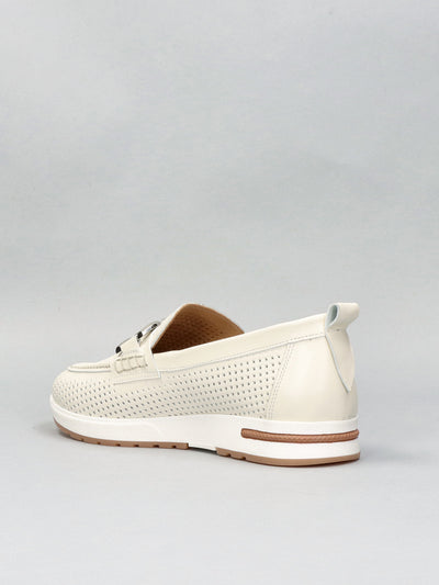 LEATHER LOW SHOES - BEIGE/WHITE