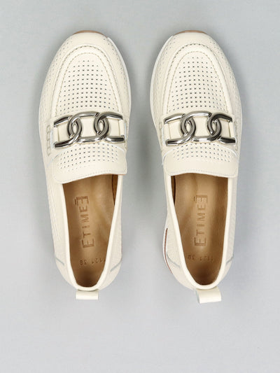 LEATHER LOW SHOES - BEIGE/WHITE