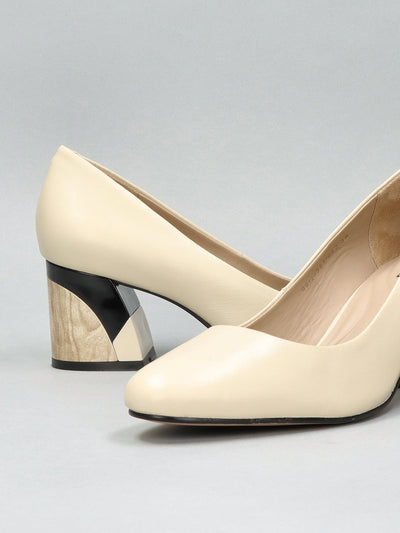 LEATHER PUMPS - BEIGE