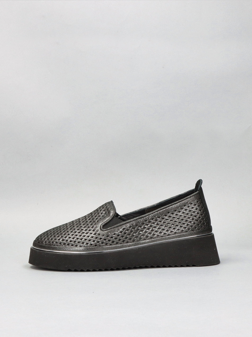 LEATHER LOW SHOES - GREY/BLACK